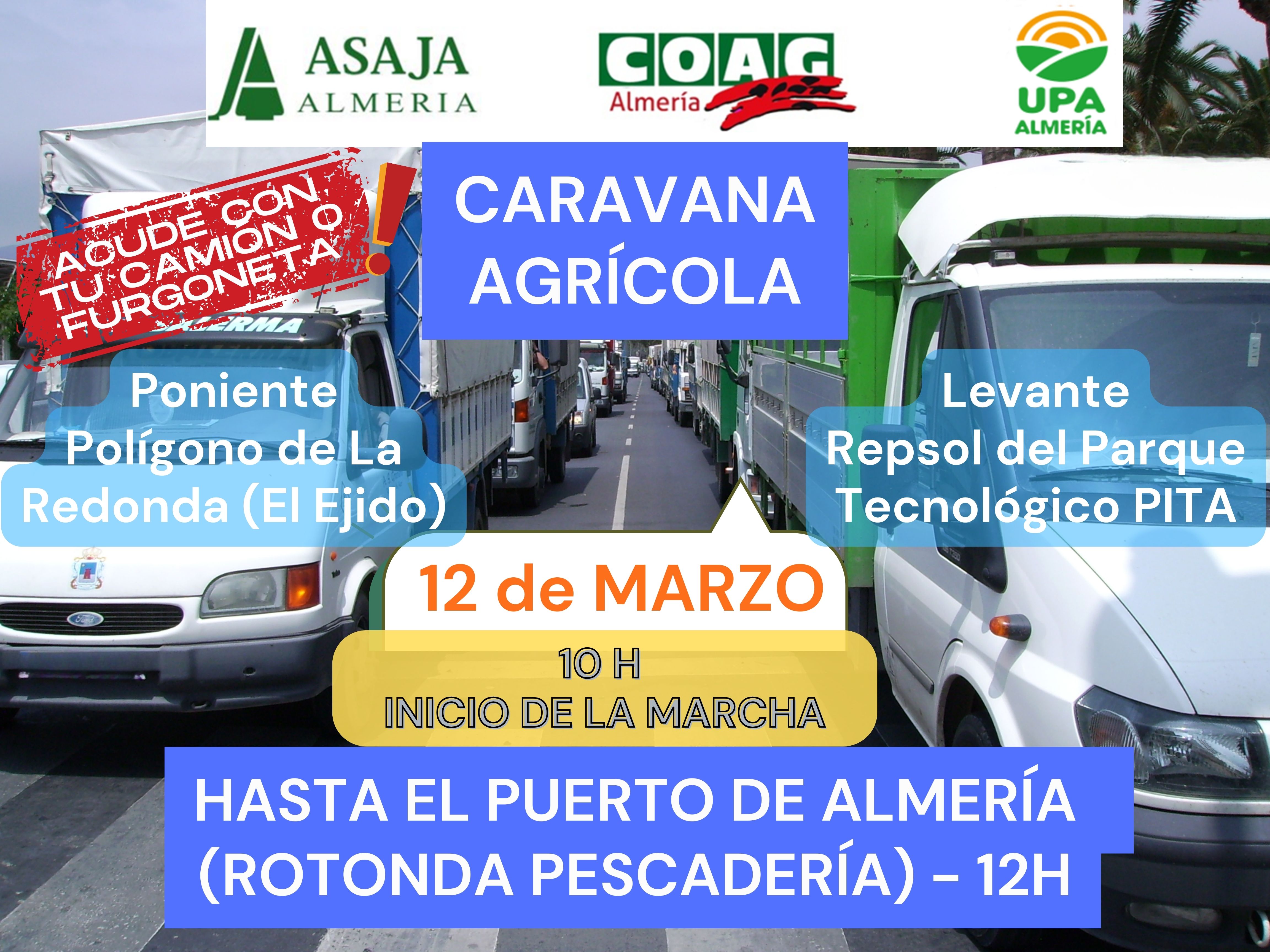 Una Caravana de Vehculos Agrcolas el prximo 12 de Marzo en el Puerto de Almera width=